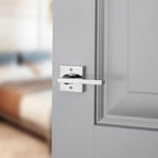 Reserve Square Polished Chrome Privacy Bed/Bath Door Lever with Contemporary Square Rose
