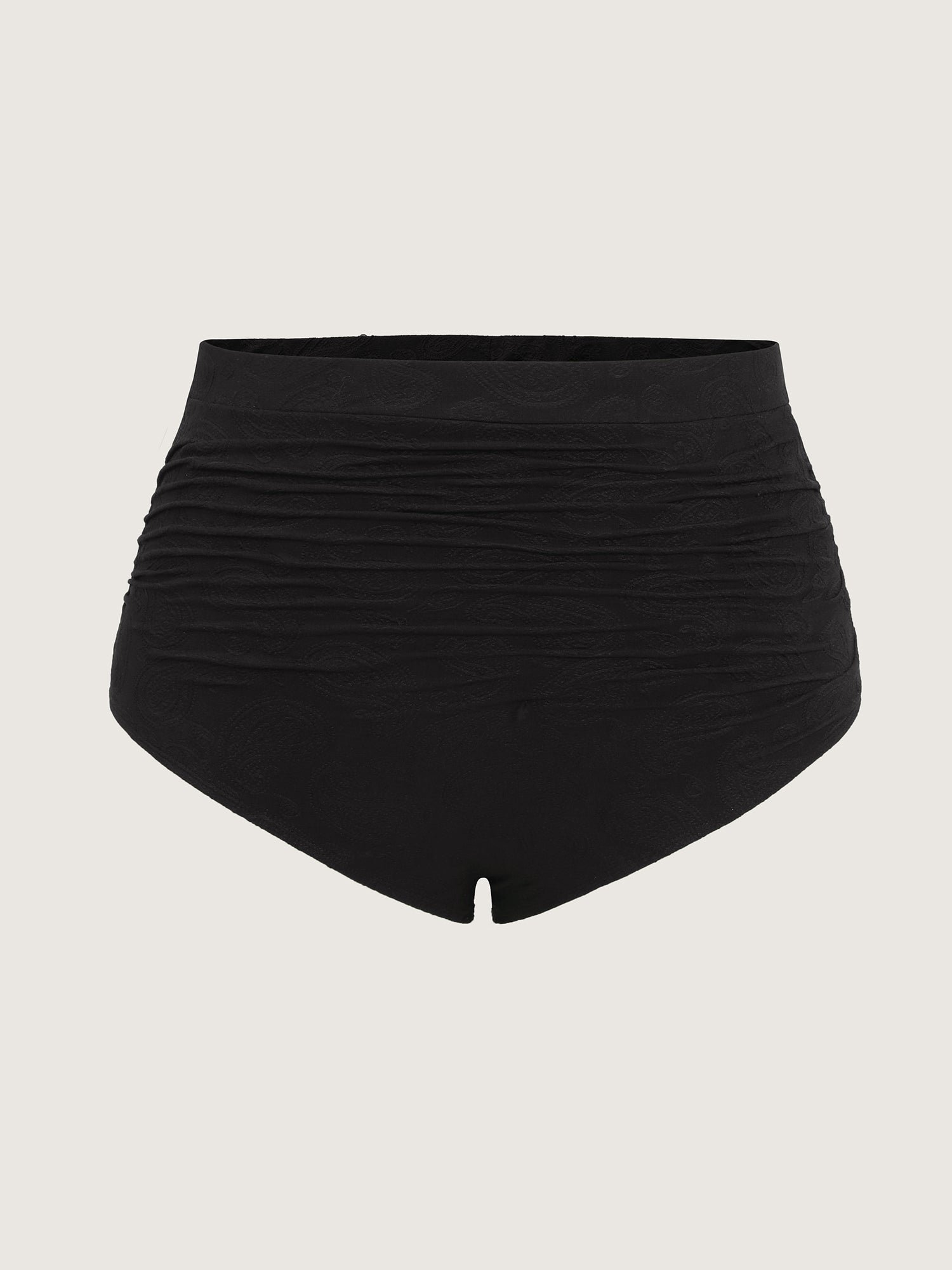 Paisley Textured High-Waisted Swim Bottoms