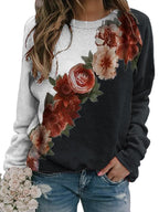 Women Calico Print Long Sleeve O-neck Casual Sweatshirt