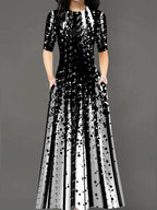 Oversized Printed Loose Short-sleeved Maxi Dress