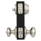 Juno Satin Nickel Exterior Entry Door Knob and Single Cylinder Deadbolt Combo Pack Featuring SmartKey Security