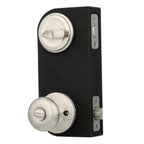 Juno Satin Nickel Exterior Entry Door Knob and Single Cylinder Deadbolt Combo Pack Featuring SmartKey Security