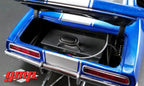 1969 Chevrolet Camaro 1320 Drag Kings Metallic Blue with White Stripe Limited Edition 1/18 Diecast Model Car by GMP