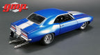 1969 Chevrolet Camaro 1320 Drag Kings Metallic Blue with White Stripe Limited Edition 1/18 Diecast Model Car by GMP