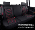Aierxuan Seat Covers for Cars Full Set Chevy Silverado GMC Sierra Trail Boss Z71 Pickup 2007-2024 1500 2500HD 3500HD Crew Double Extended Cab Waterproof Leather (Full Set, Black-Red)