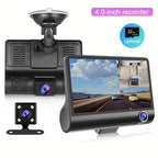 Three-record High-definition Night Vision  Driving Recorder Suction Cup Three-lens Car Front And Rear Simultaneous Video Tape Reversing Wide Angle
