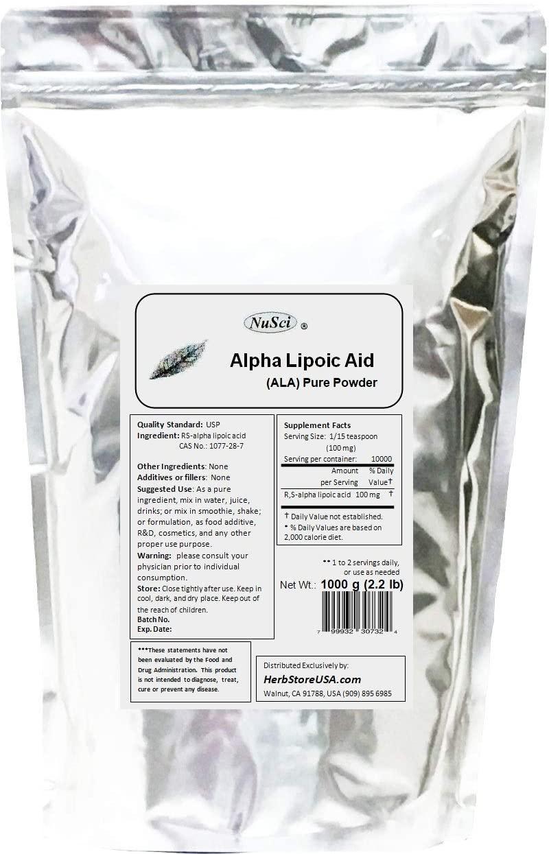 NuSci Pure ALA RS- Alpha Lipoic Acid Powder (1000 Grams (2.2 lb))