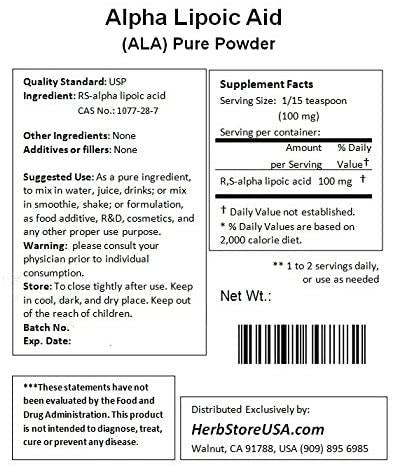 NuSci Pure ALA RS- Alpha Lipoic Acid Powder (1000 Grams (2.2 lb))