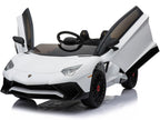 Mini Moto Lamborghini 12v White  - Driving Choice: Manual Drive or Remote Control), Kids Electric Ride On Car - White
