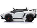 Mini Moto Lamborghini 12v White  - Driving Choice: Manual Drive or Remote Control), Kids Electric Ride On Car - White