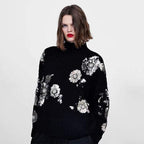 women sequined flower knitted sweater