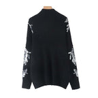 women sequined flower knitted sweater