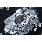 women sequined flower knitted sweater