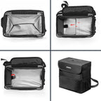 Ryhpez Car Trash Can with Lid - Car Trash Bag Hanging with Storage Pockets Collapsible and Portable Car Garbage Can with Metal Rack Support