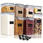 4/8/10pcs Airtight Food StoraContainers Set With Lids,BPA Plastic Kitchen And Pantry Organization Canisters For Cereal Flour,Sugar,with Labels