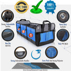 Starling's Car Trunk Organizer - Durable Storage SUV Cargo Organizer Adjustable (Blue, 3 Compartments)