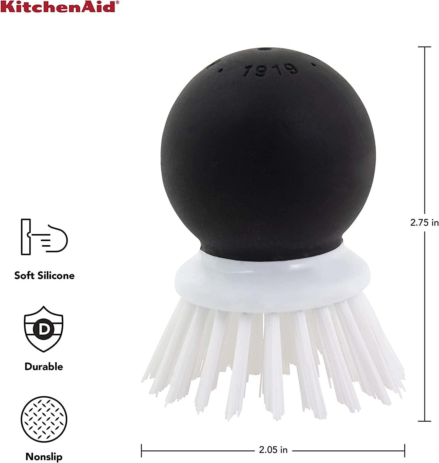 KitchenAid Soft Grip Vegetable Brush, 2.05 Inch, Black