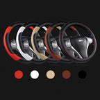 Leather Car Steering Wheel Cover, Non-Slip Car Wheel Cover Protector Breathable Microfiber Leather Universal Fit for Most Cars(Black)