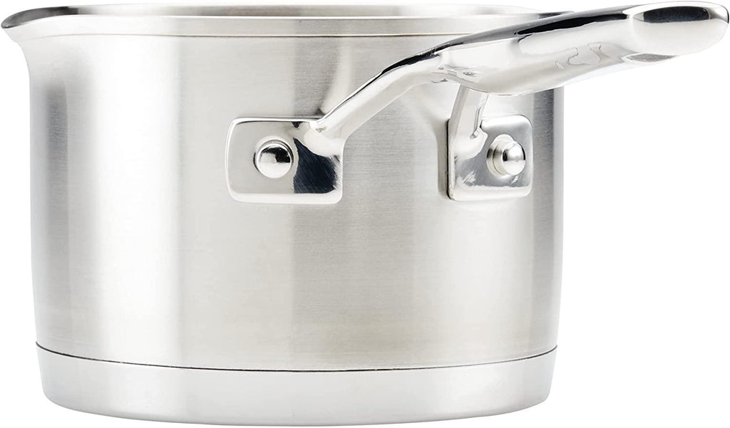 KitchenAid 3-Ply Base Stainless Saucepan with Pour Spouts, 1.5 Quart, Brushed Stainless Steel