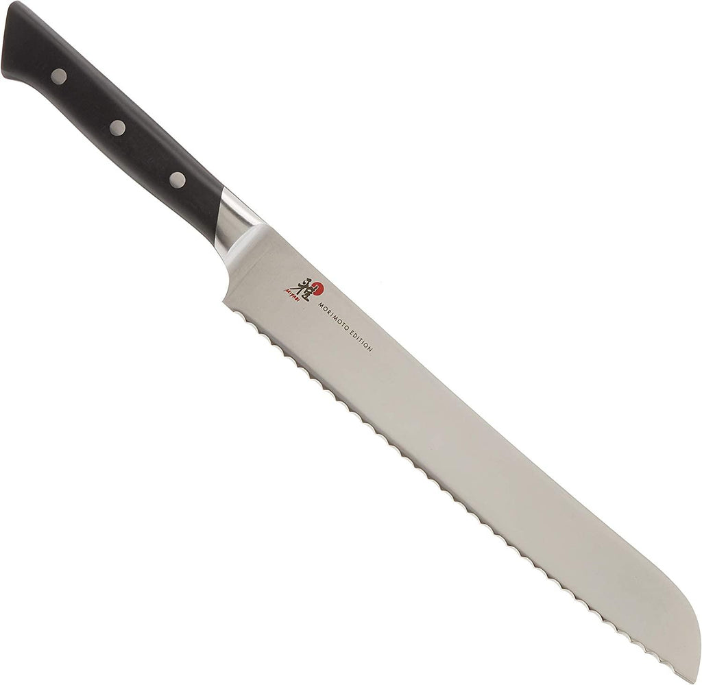 Miyabi Morimoto Edition Bread Knife, 9.5-inch, Black w/Red Accent/Stainless Steel