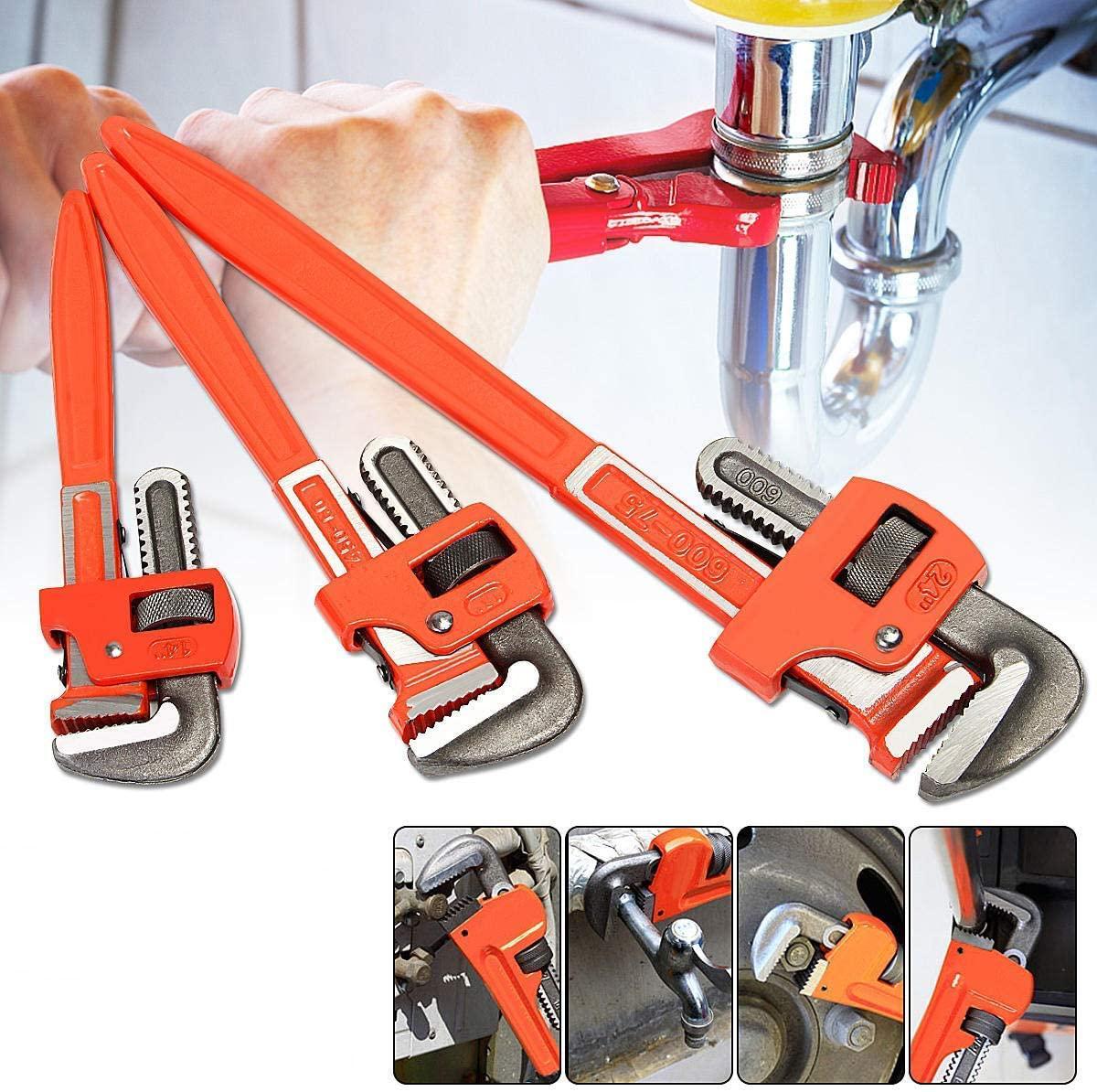Tool Hand Tools 3Pcs Heavy Duty Pipe Wrench Adjustable Set 14inch 18inch 24inch Monkey Soft Grip Bike