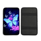 Blue Butterfly Print Armrest Box Mat, Armrest Box Protector Center Console Cover Car Decoration Accessories