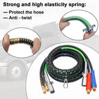 boeray 3 in 1 15 Ft Length Wrap Heavy Duty 7 Way Truck Tractor Trailer Rig Electric Cable Wrap Cord ABS & Air Line Hose Assembly with Aluminum Emergency Universal Glad Hands and Anodized Glad Handle