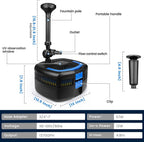 AN1370GPH Pond Filter Pump, 110V/57W Fountain Submersible Water Pump can Adjust Water Flow, High Efficiency Filter Water Pump for Clearing Pond Garden Waterfall Fish Tank Aquarium