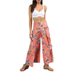 floral ruffle hem bohemian pants