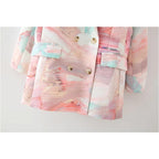 double breasted graffiti print coat