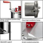 2 Frames Manual Honey Extractor Separator, Food Grade  Steel Honeycomb Spinner Drum Crank by Hand with Adjustable Height Stands, Beekeeping Pro Extraction Apiary CentrifuEquipment