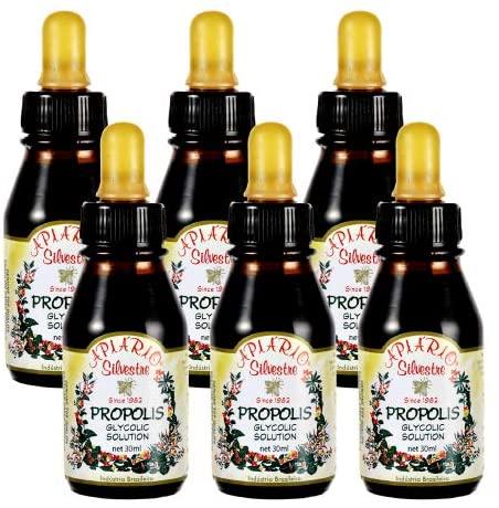 Glucose Health/Diabetes Health-6 Bottles Value Pack - Apiario Silvestre Brazilian Green Bee Propolis Liquid Glycolic Extra- Non Alcoholic, Wax Free, Sugar Free (NCC)