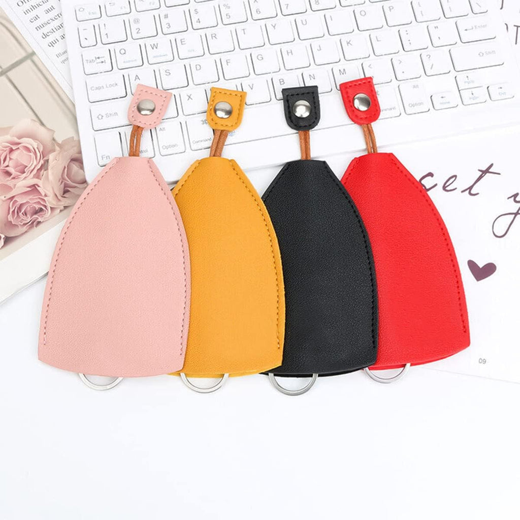 Car Key Case, 2PCS Creative Pull-Out Key Sleeve Keychain Bags, PU Leather Large-Capacity Protective Key Holder Hook (Black)