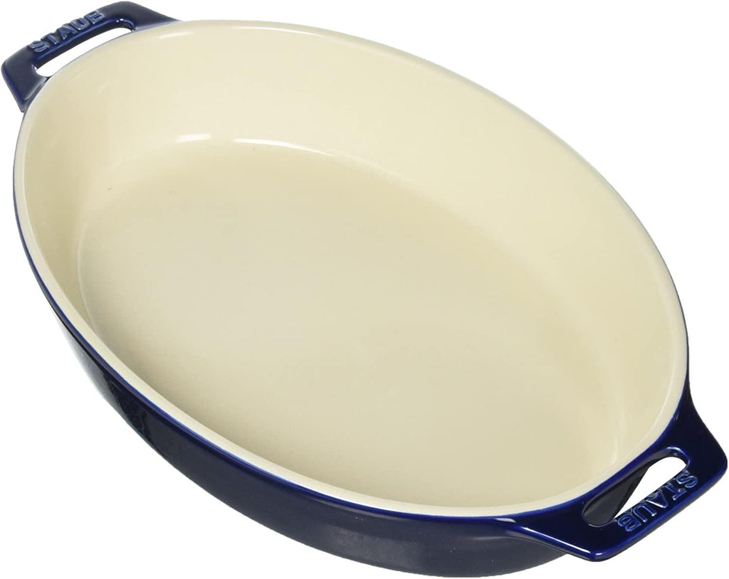 STAUB Ceramics Oval Baking Dish, 11-inch, Dark Blue