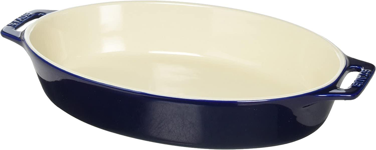 STAUB Ceramics Oval Baking Dish, 11-inch, Dark Blue