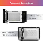 70929 0.9 cu. ft Small Compact 900 Watts 10 Power Settings, 12 Heating Presets, Removable Turntable, ADA Compliant Countertop Microwave, Black