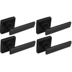 WestMatte Black Hall and Closet Door Lever with Square Rose (4-Pack)
