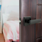 WestMatte Black Hall and Closet Door Lever with Square Rose (4-Pack)