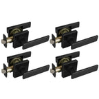WestMatte Black Hall and Closet Door Lever with Square Rose (4-Pack)