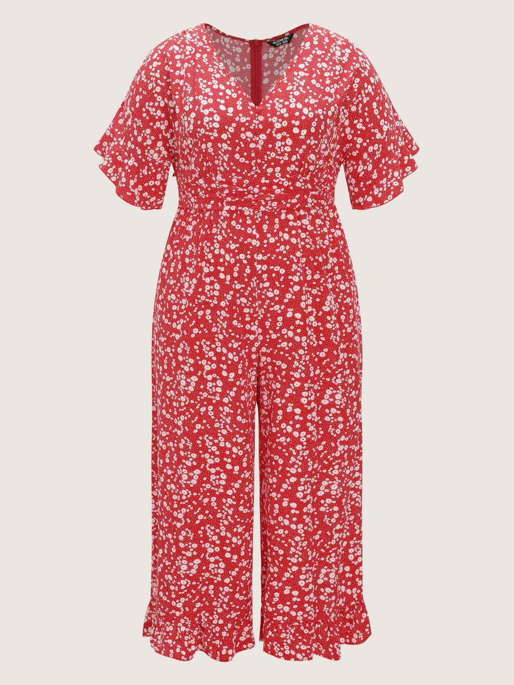 Ditsy Floral Print Ruffled Hem Jumpsuit