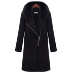 collar plush slim woolen coat