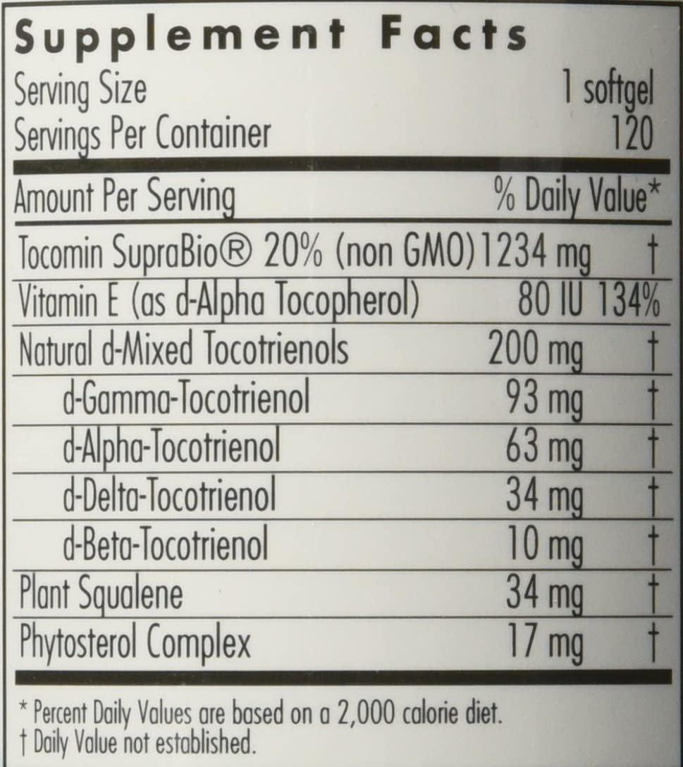 NutriCology Tocomin SupraBio Tocotrienols 200 mg - Palm Oil Vitamin E -120 Softgels