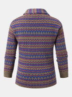 mens colorful knitted lapel single breasted double pocket casual cardigans