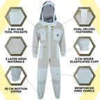 BeeProGear Ventilated Bee Suit for Men - 3X Ultra Protective Layer Beekeeping Suit - Premium White Fabric Mesh Bee Keepers Suite - Professional Bee Suit for Women with Fencing Veil (L)