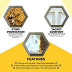 BeeProGear Ventilated Bee Suit for Men - 3X Ultra Protective Layer Beekeeping Suit - Premium White Fabric Mesh Bee Keepers Suite - Professional Bee Suit for Women with Fencing Veil (L)