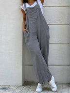 Pure Color Loose Fashion Long Jumpsuit