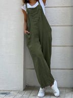 Pure Color Loose Fashion Long Jumpsuit