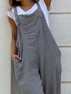 Pure Color Loose Fashion Long Jumpsuit