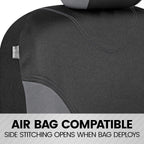 BDK UltraSleek Gray Seat Covers for Cars Full Set, Two-Tone Front Seat Covers with Matching Back Seat Cover, Stylish Car Seat Protectors with Split Bench , Automotive Interior Covers