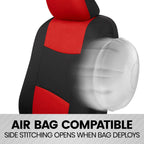 BDK PolyPro Car Seat Covers Full Set in Red on Black – Front and Rear Split Bench Seat Covers, Easy to Install, Accessories for Auto Trucks Van SUV